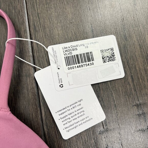 Lululemon NWT Like a Cloud Longline Bra *Light Support, B/C Cup Velvet Dust - Picture 4 of 8